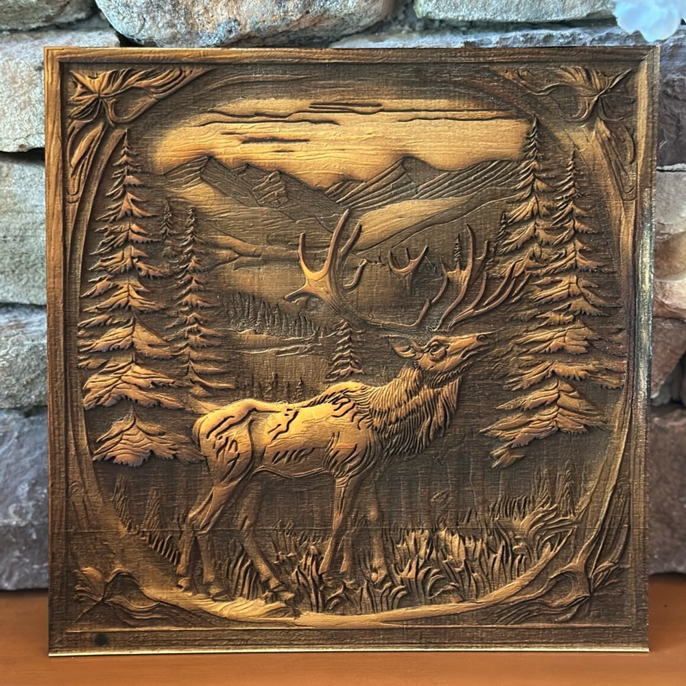 Laser Engraved Elk Wall Art 10x10 – Rustic Decor - Picture 5 of 6